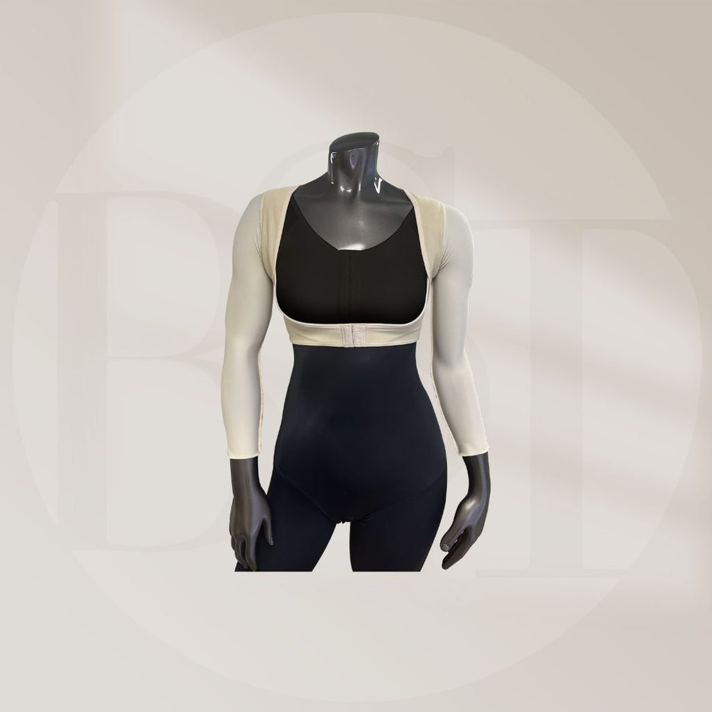 BST 765 Jacket Sleeves fit S-4XL, providing sculpting power, less bulk, and improved recovery post-treatment. All of our garments are specially created to provide better recovery and comfort after a variety of body surgeries as arm lipolysis, abdominoplasty, tummy tuck, bbl butlift, lipotransfer, liposuction and other medical interventions.