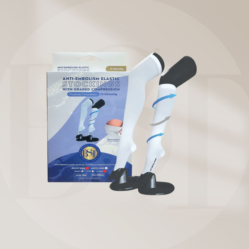 Anti-embolism Elastic Stockings design with the right compression to optimize your blood flow during and after the medical procedure. Our accessories are suggested for abdominoplasty, tummy tuck, bbl butlift, lipotransfer, liposuction and other medical interventions.